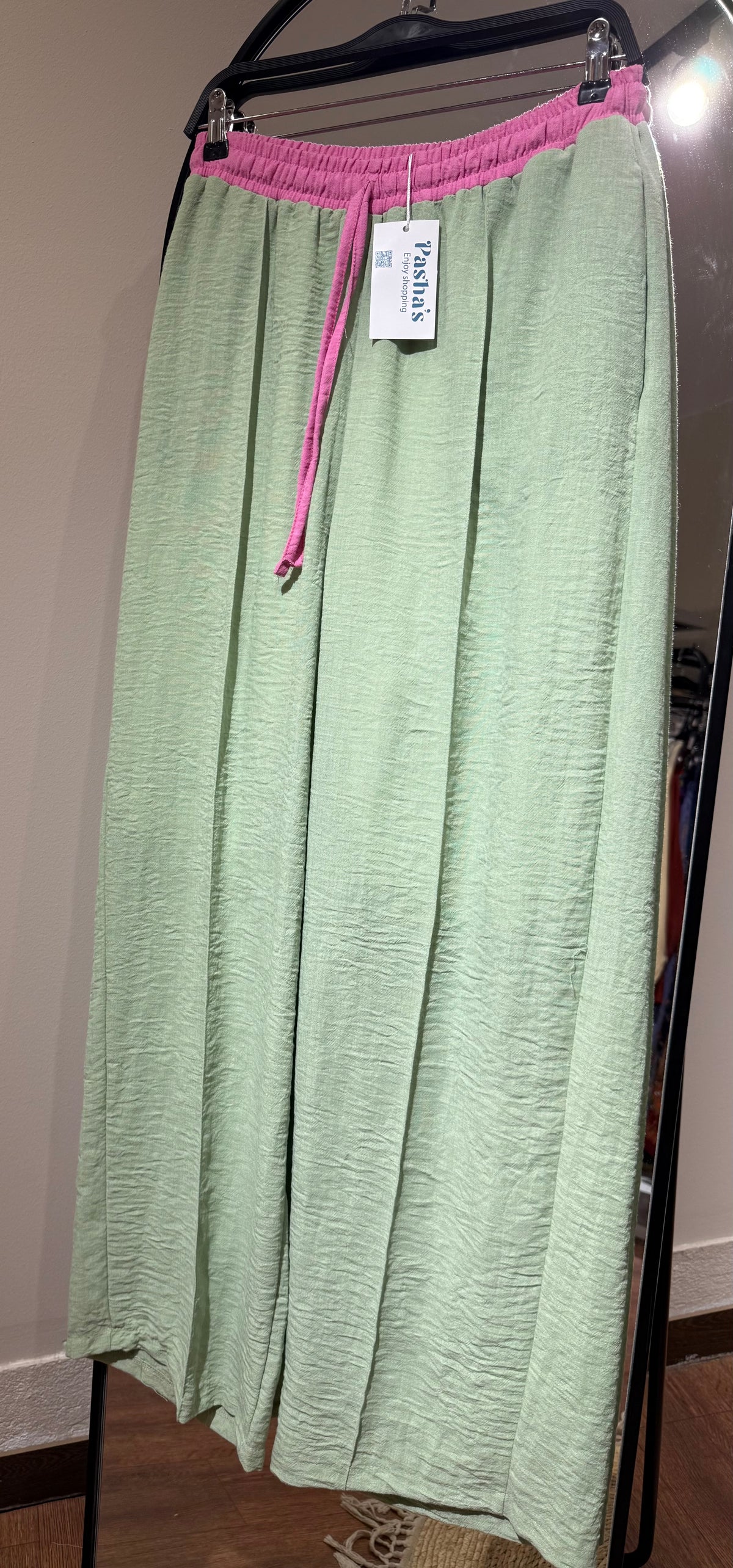 Color Mix Linen Pants
