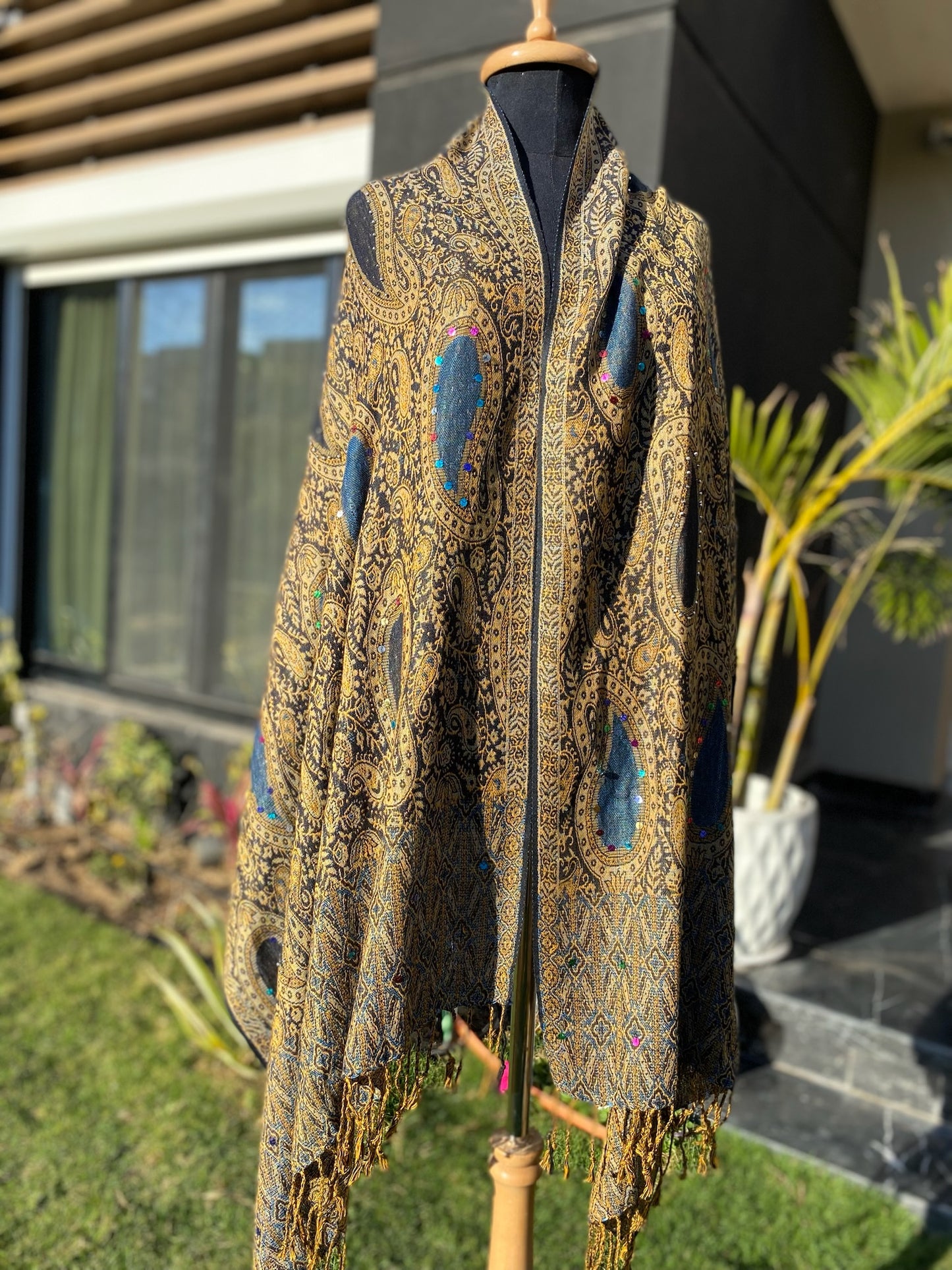 Indian Design Sequin Pashmina Scarf