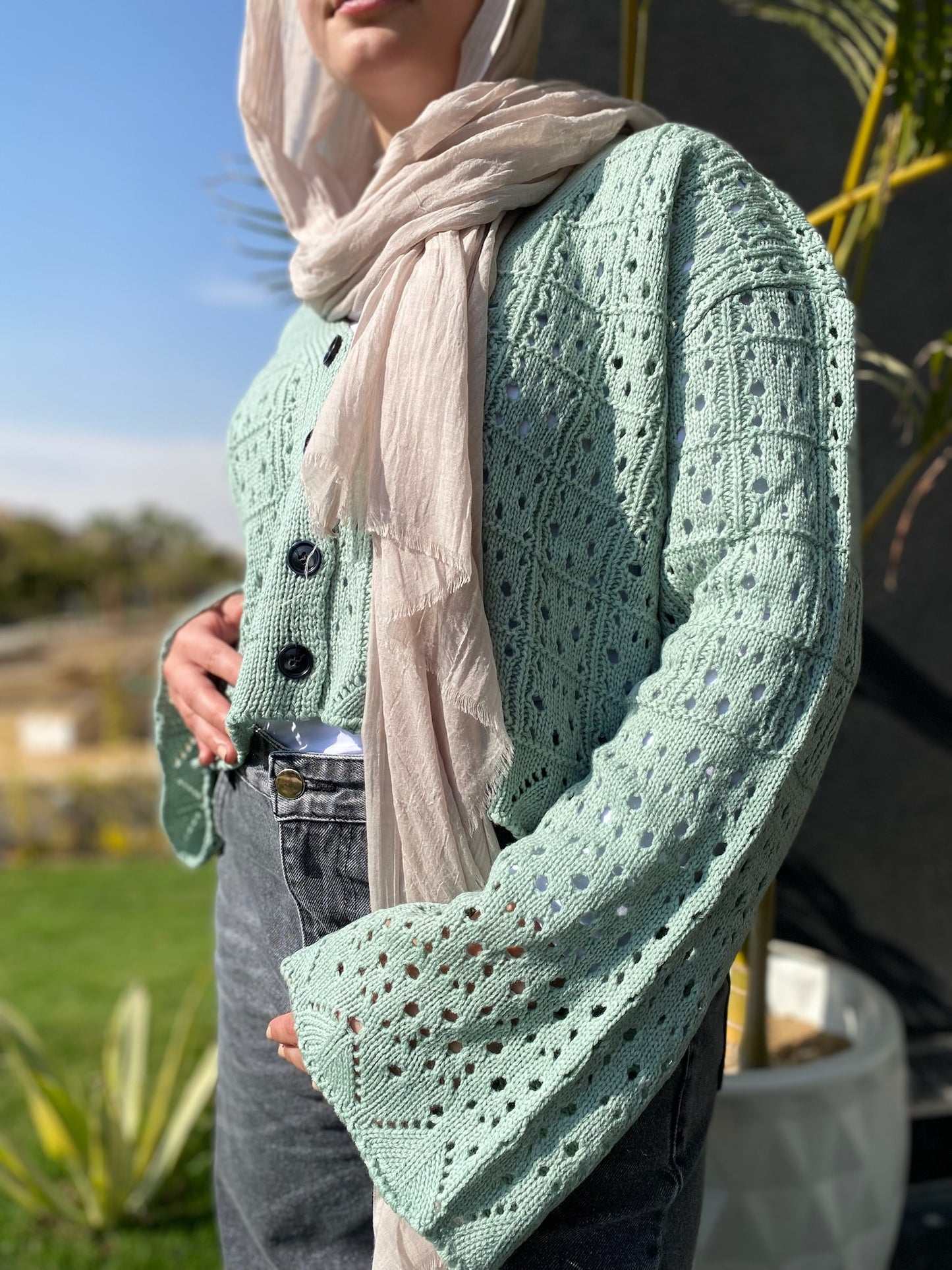 Cropped Knitted Cardigan
