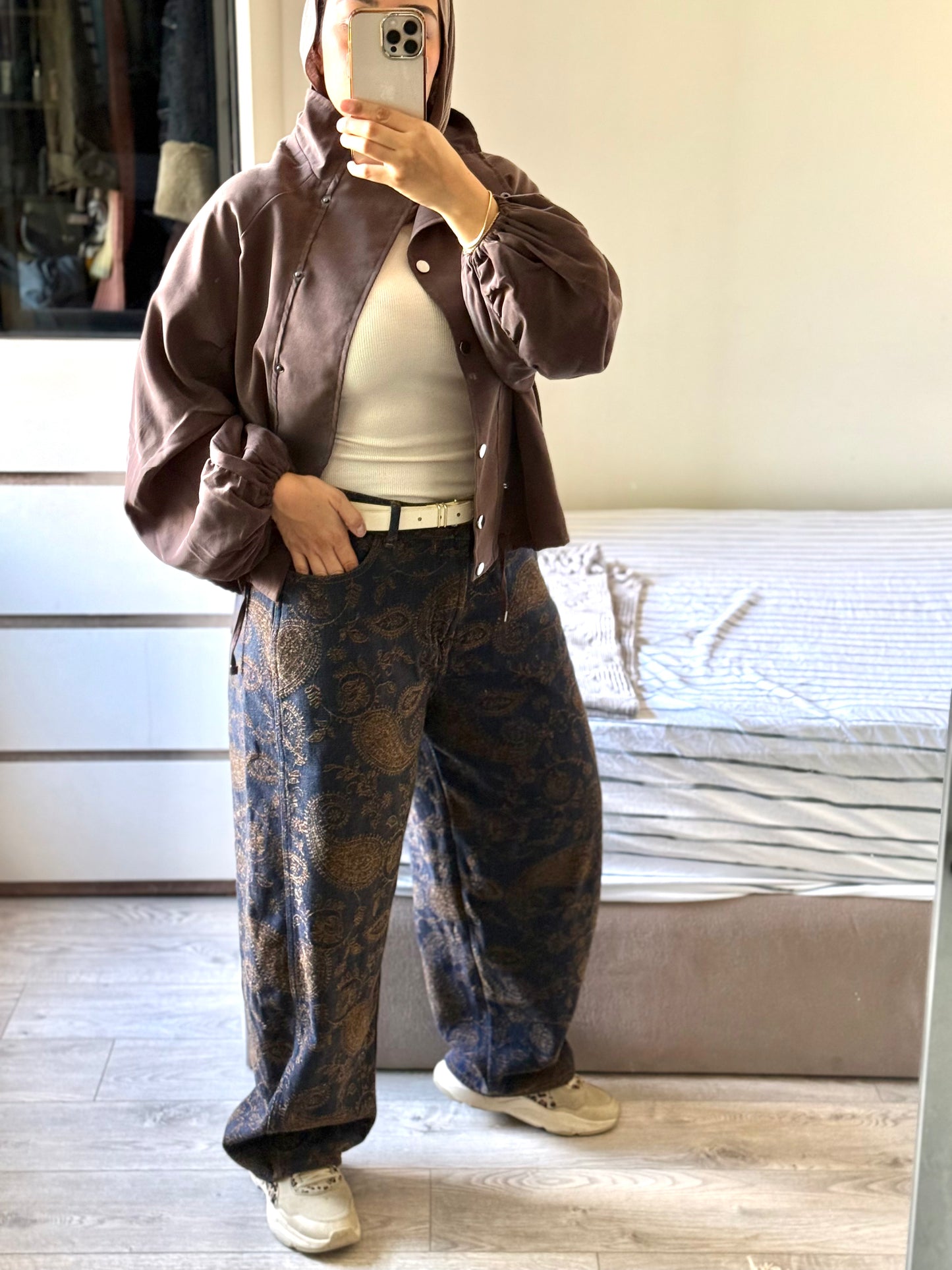 Velvet Patterned Balloon Pants