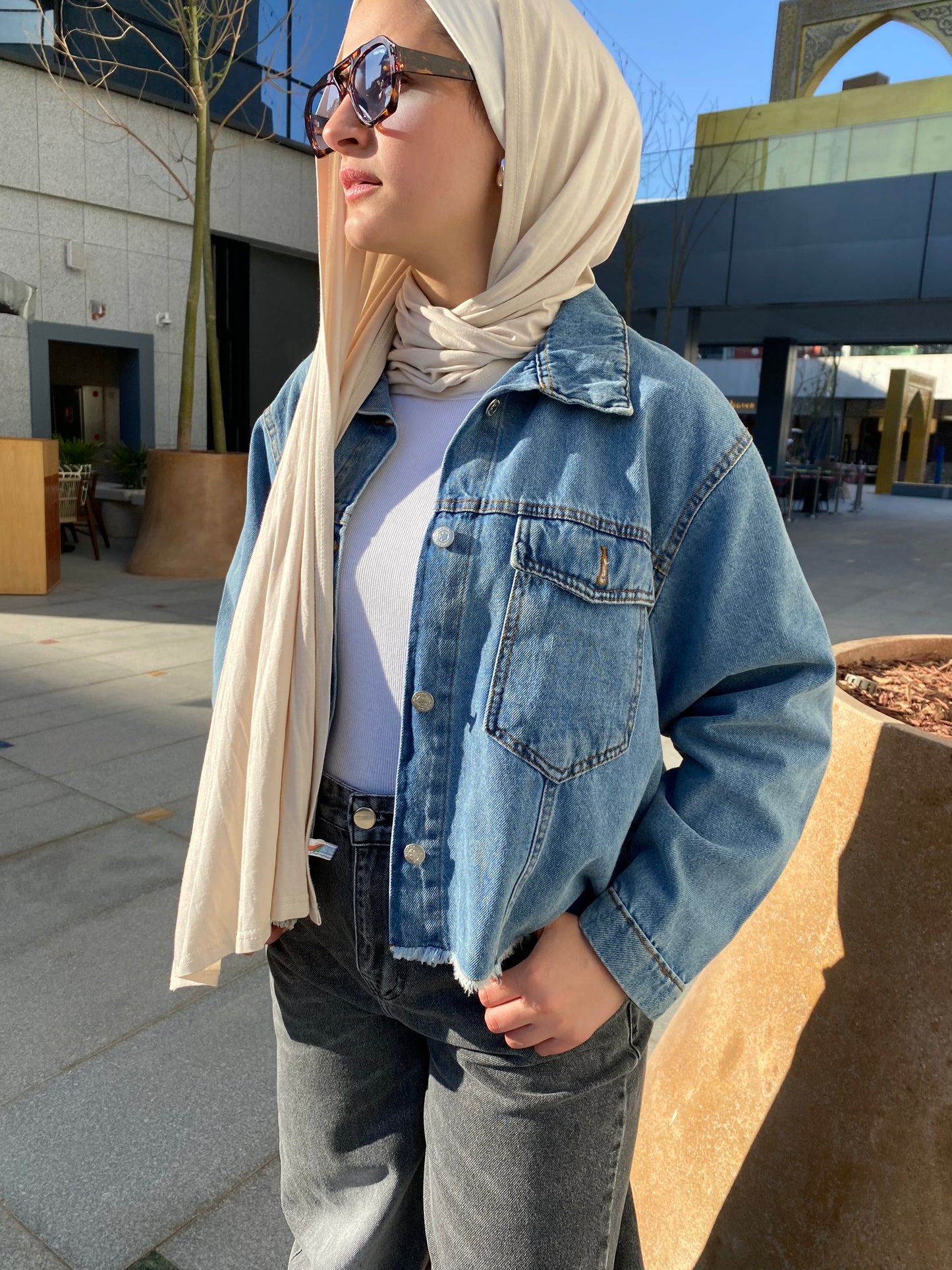 Denim Backline Buttoned Jacket