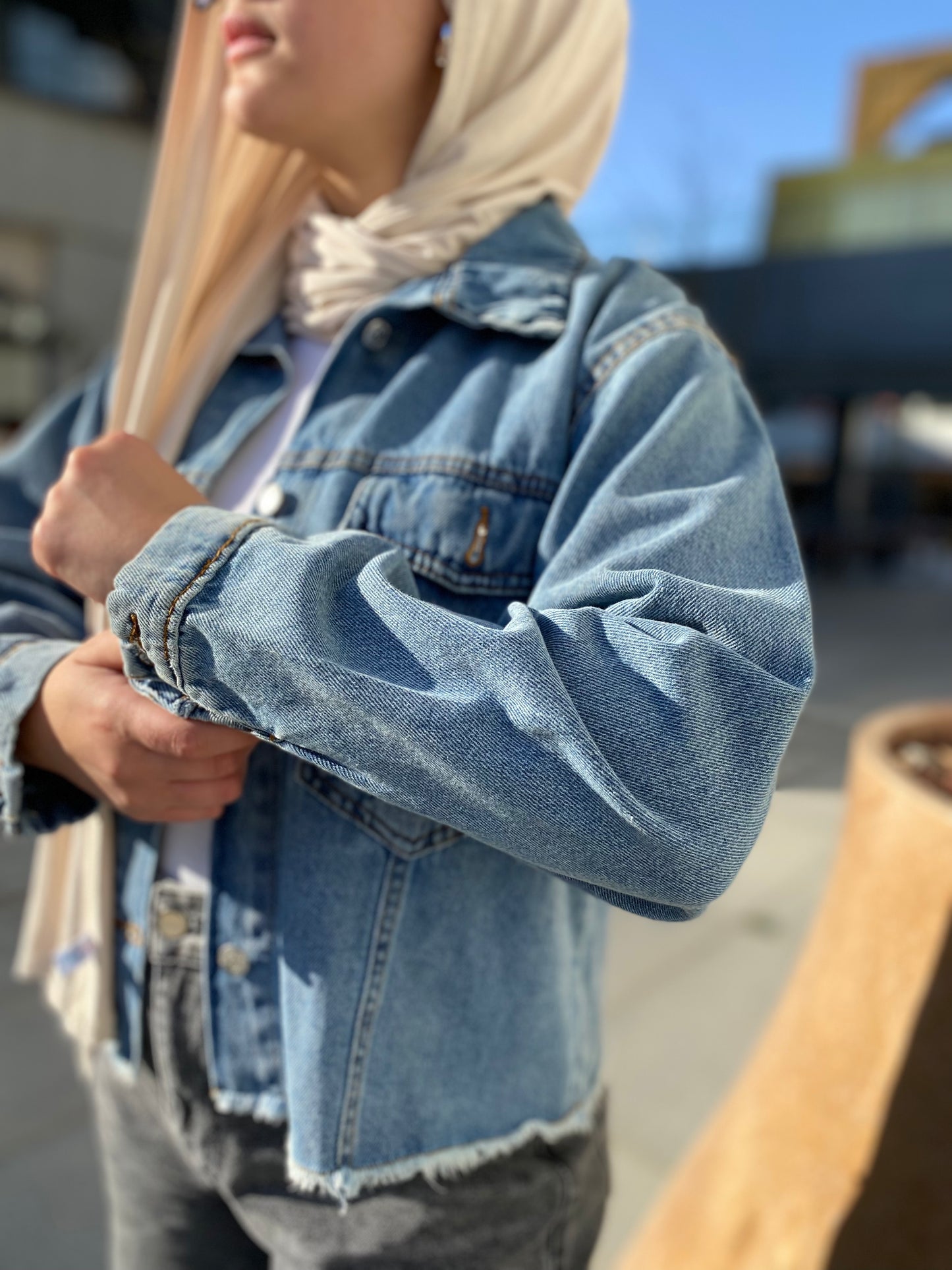Denim Backline Buttoned Jacket
