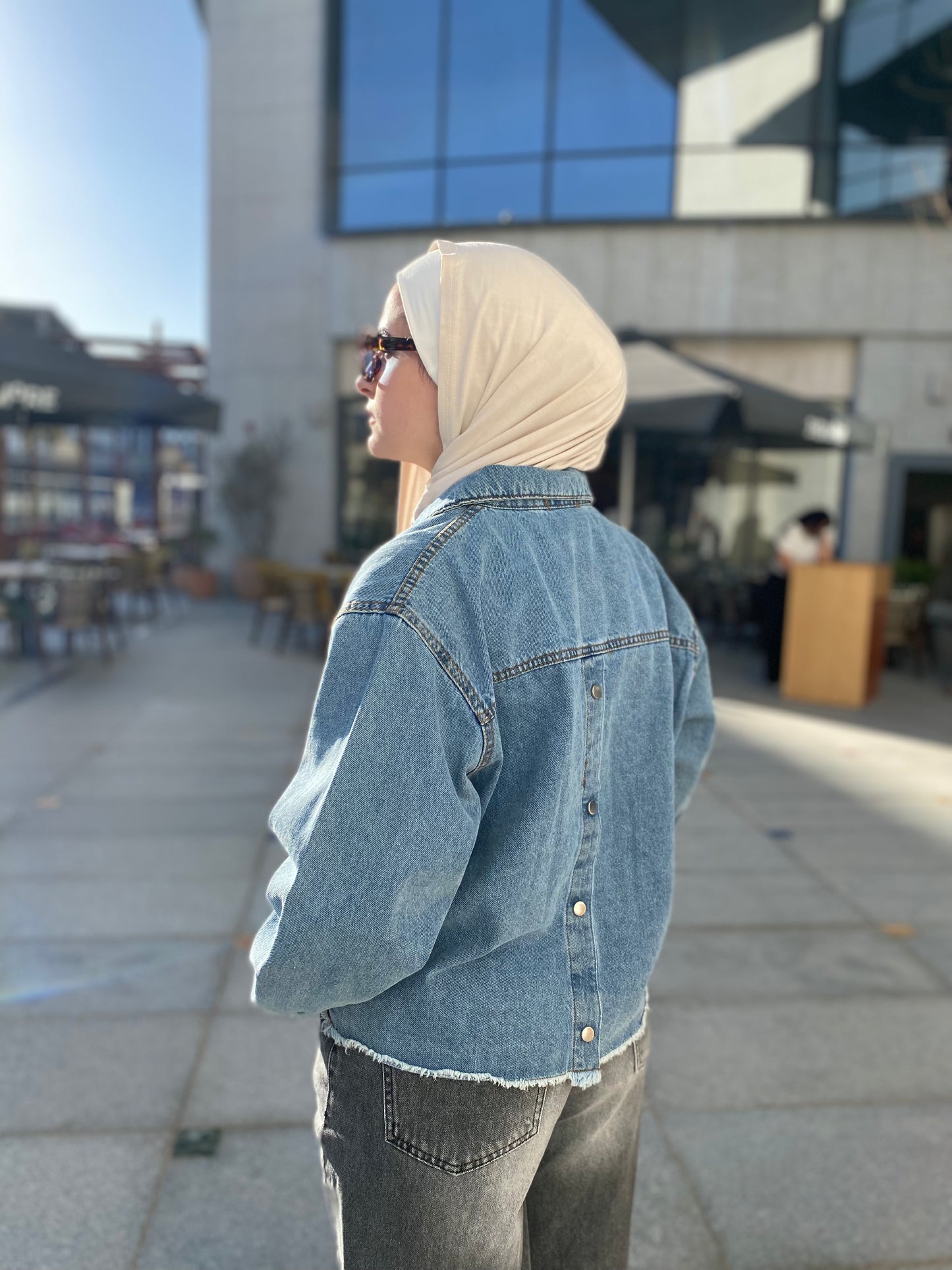 Denim Backline Buttoned Jacket