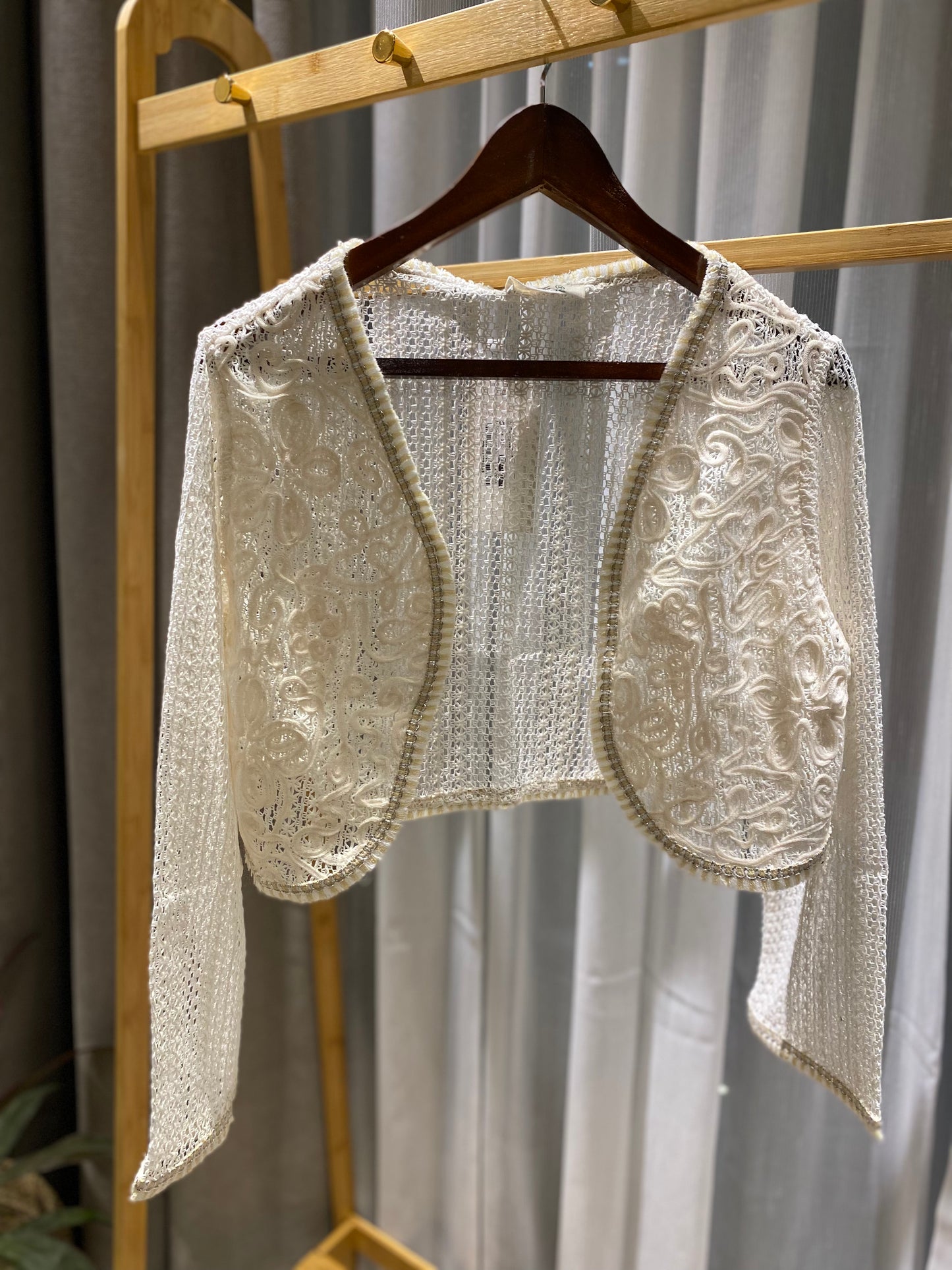 Cropped Knit open Jacket