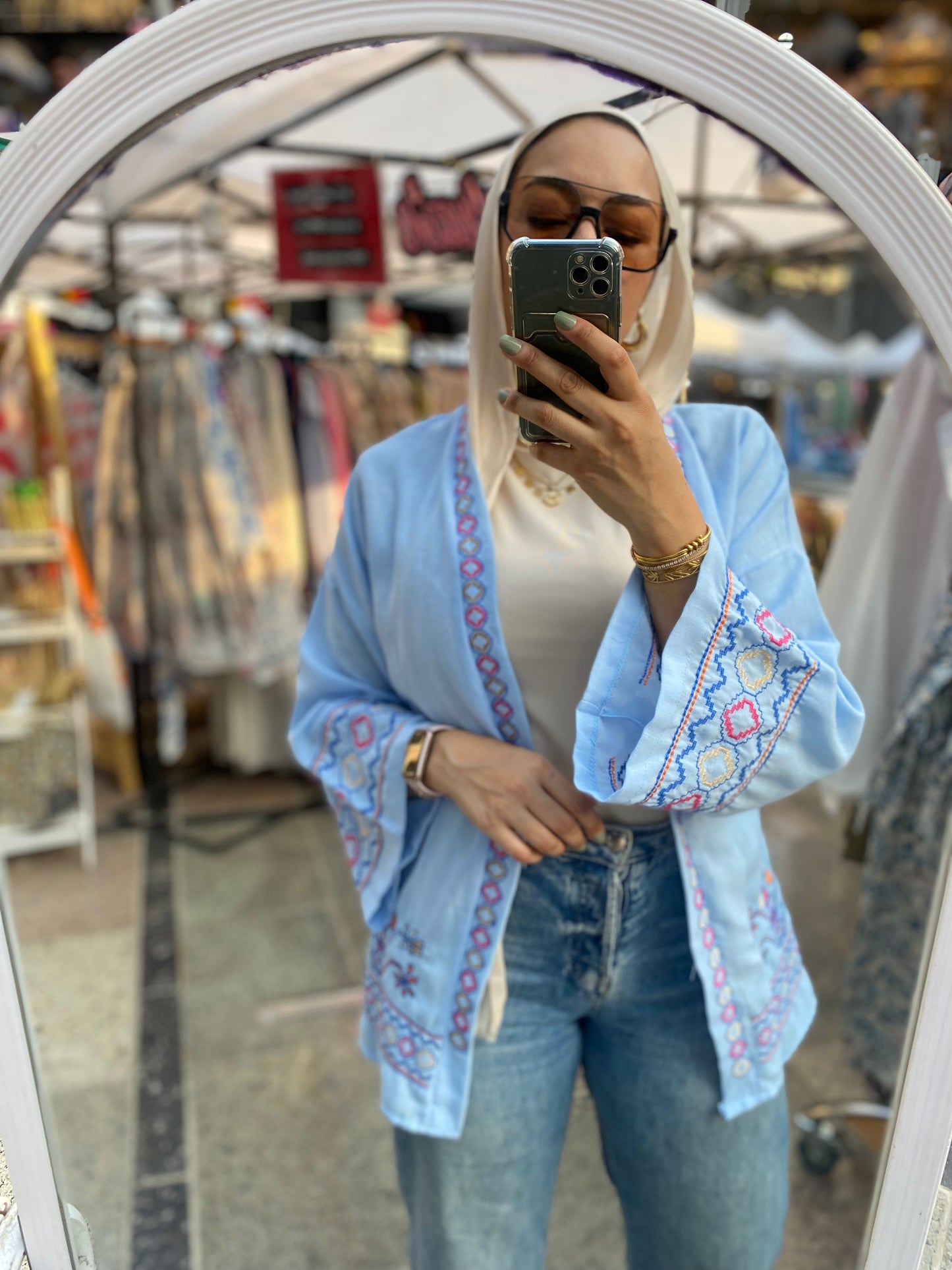 Embroidered Linen Cardigan