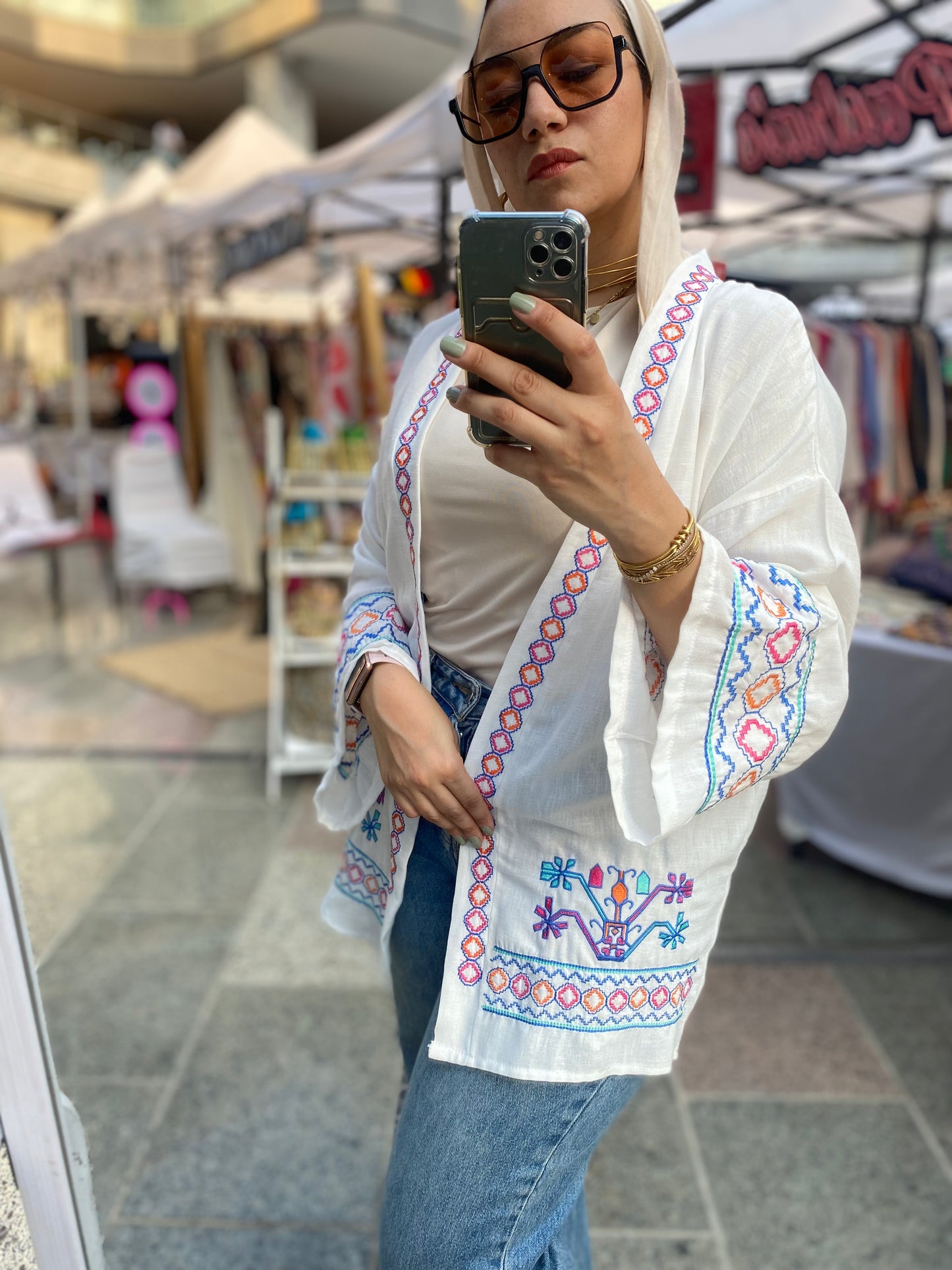 Embroidered Linen Cardigan