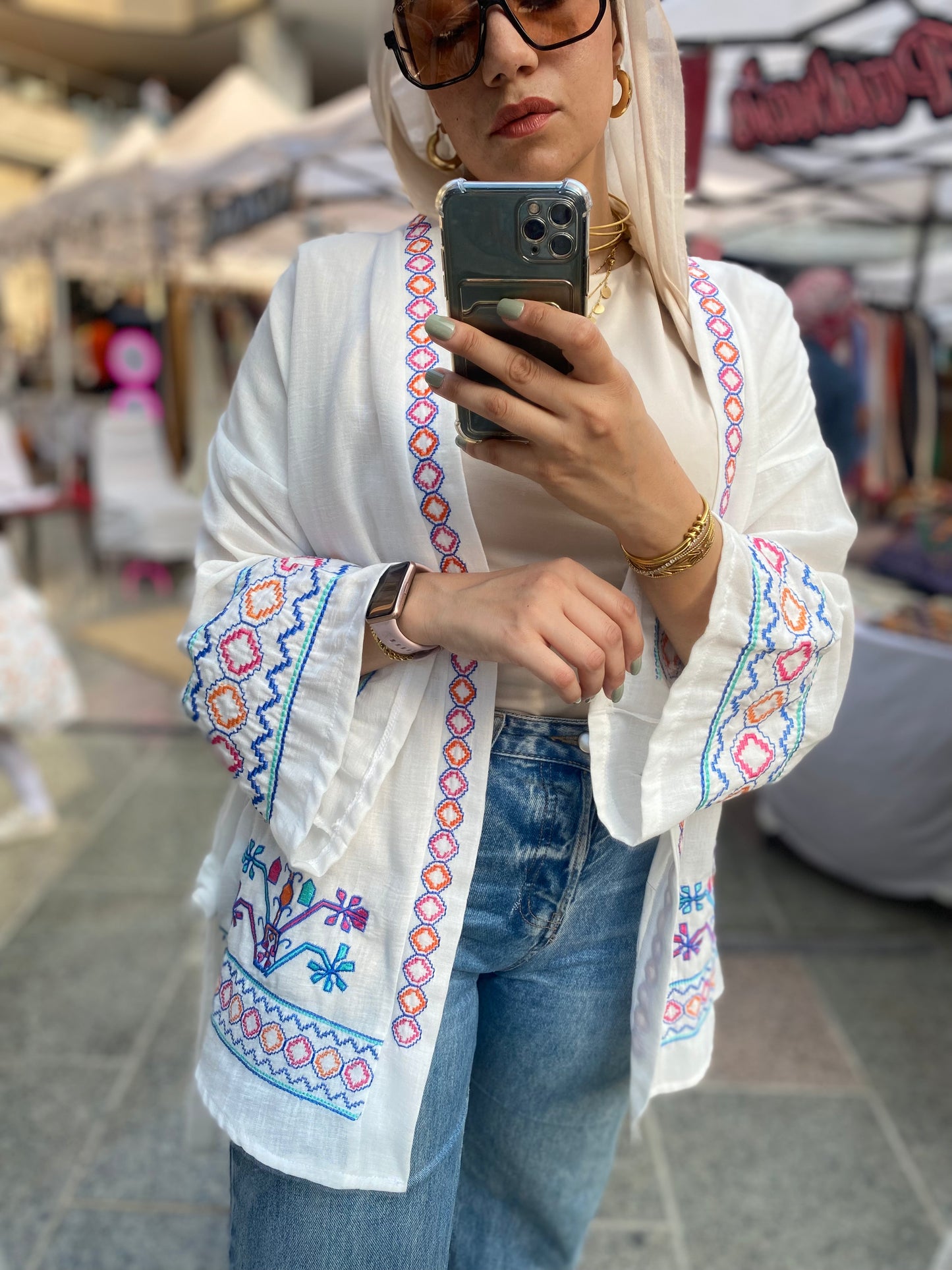 Embroidered Linen Cardigan