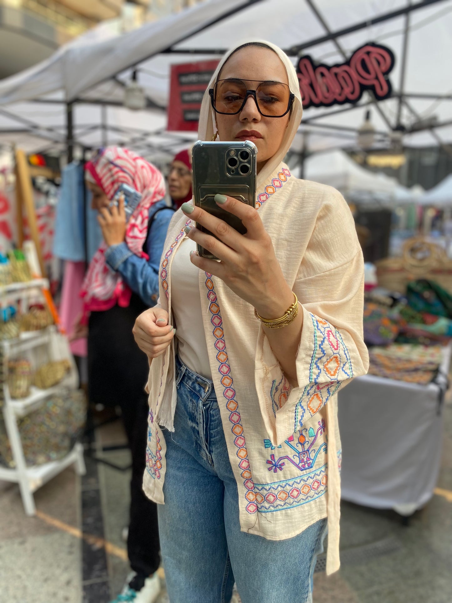Embroidered Linen Cardigan