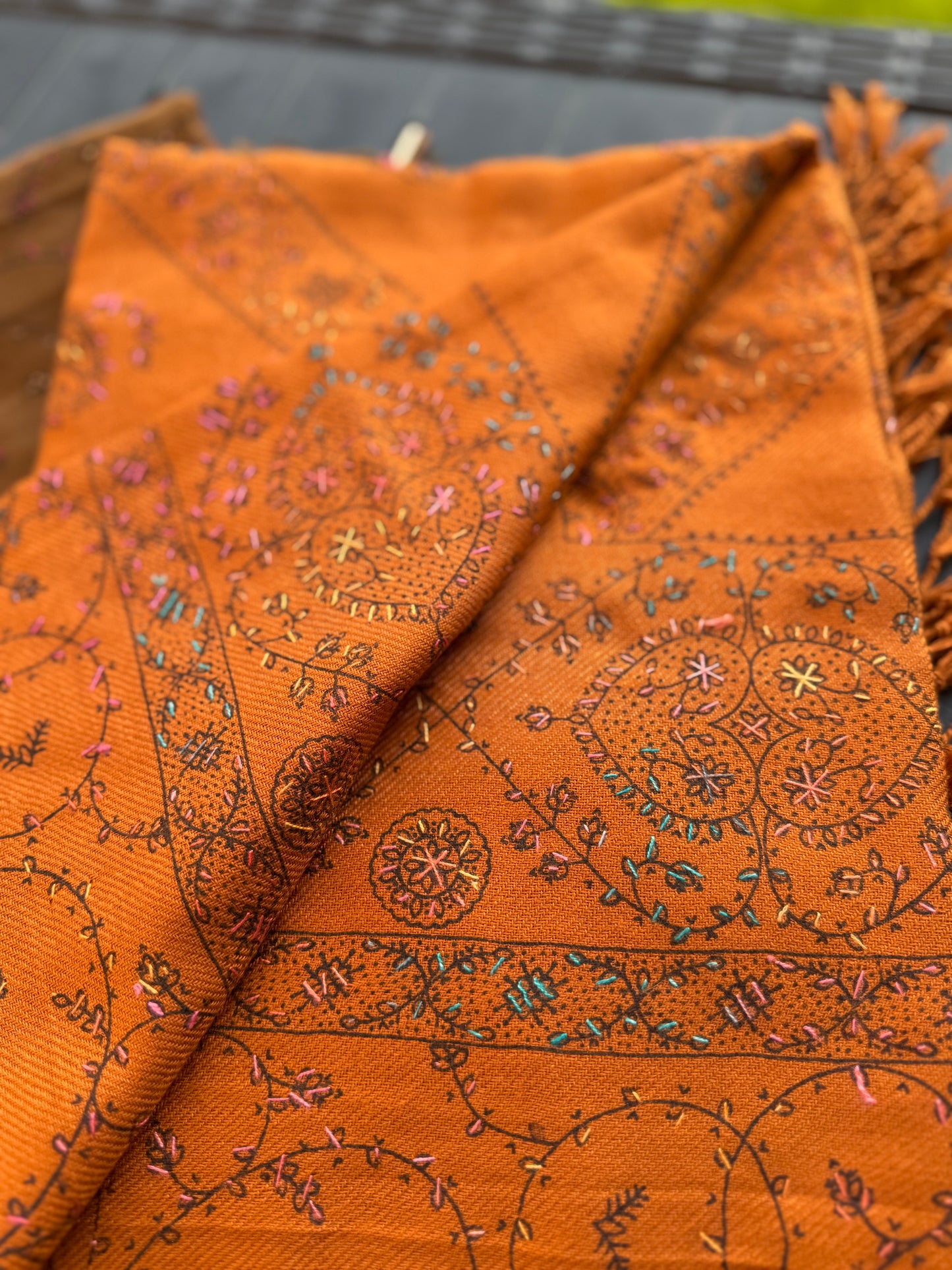 Embroidered Indian Shawl