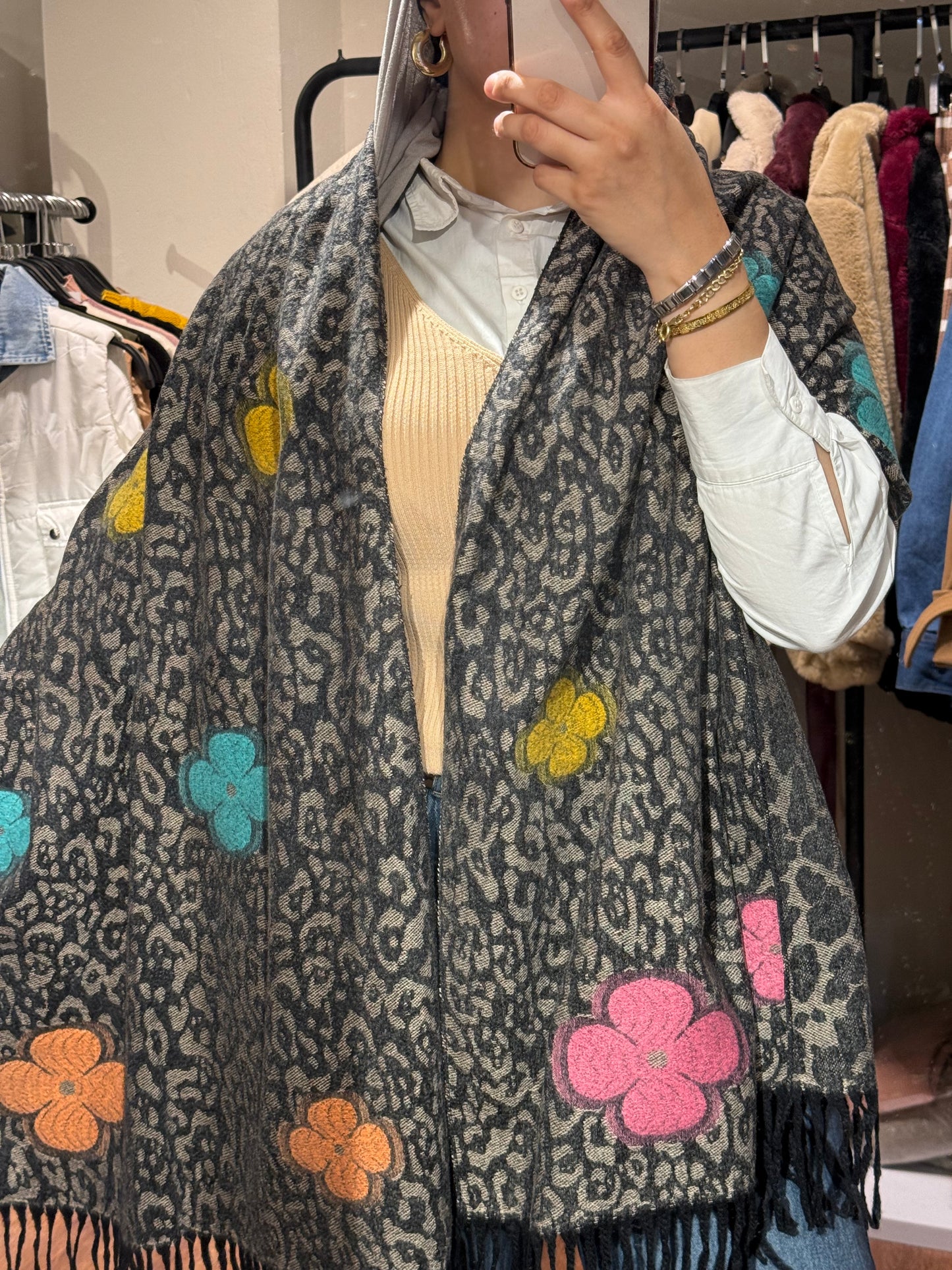 Leopard Flower Winter Shawl