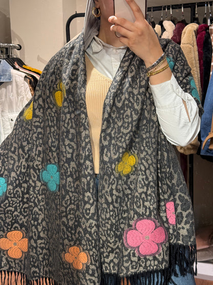 Leopard Flower Winter Shawl