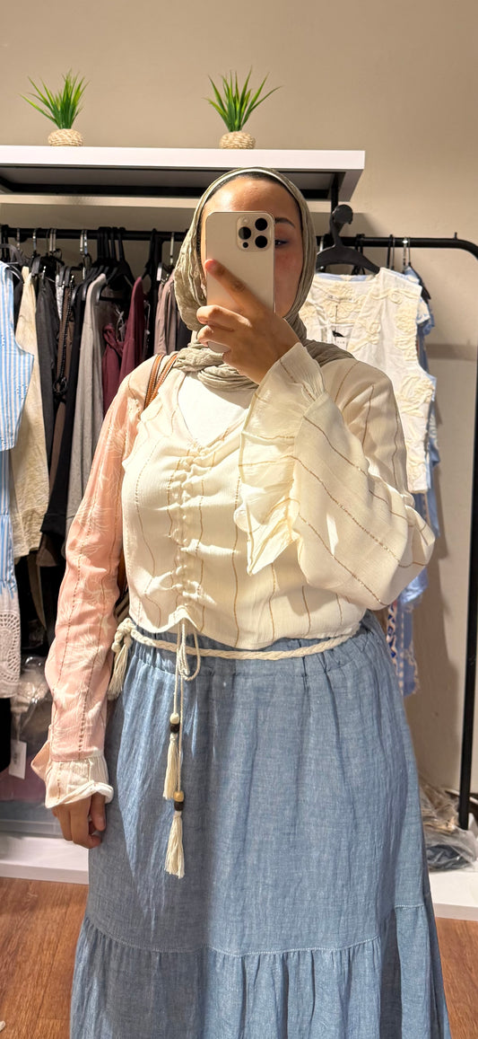 Linen with Belt Skirt