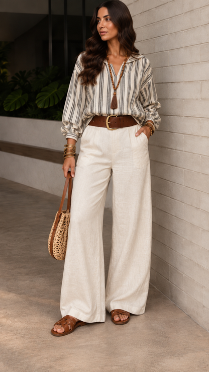 Pure Linen Pants Set