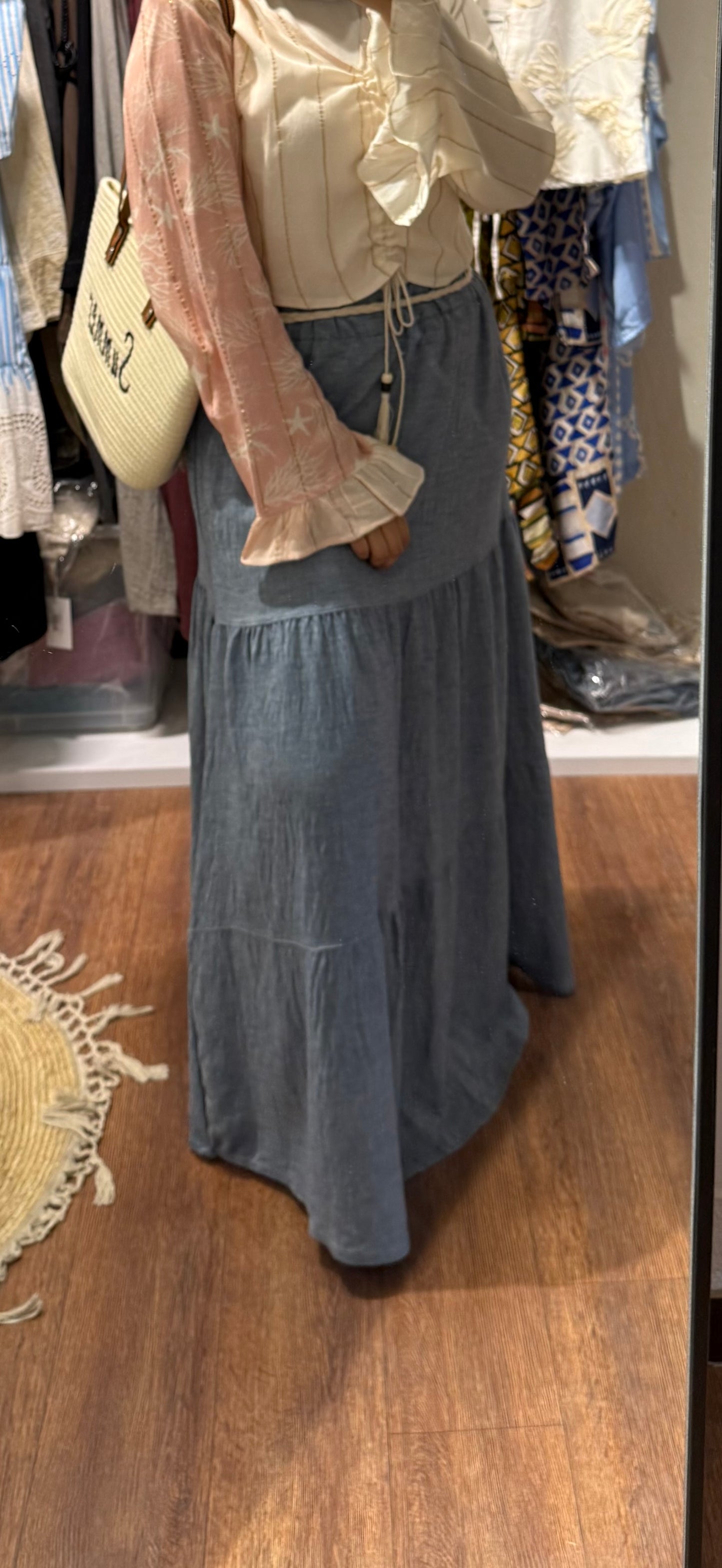 Linen with Belt Skirt