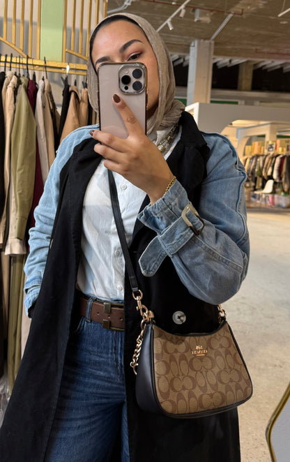 Denim Sleeve x Gabardine Trench Coat