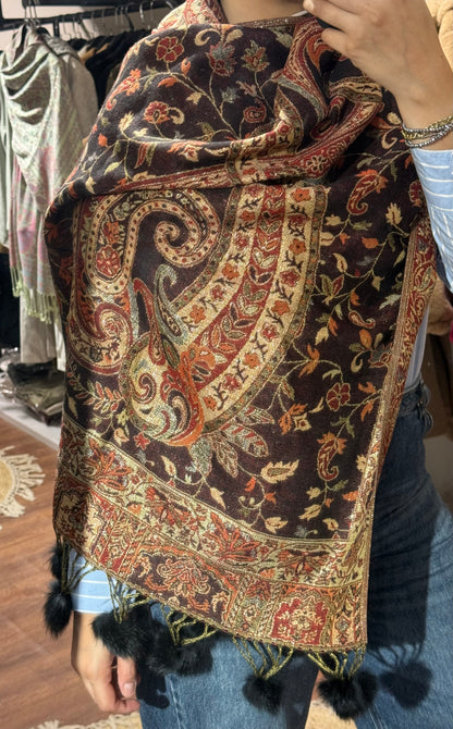 Glittery with fur pashmina