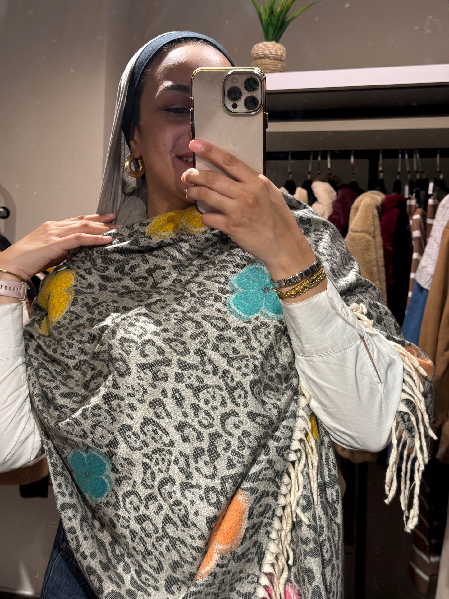 Leopard Flower Winter Shawl