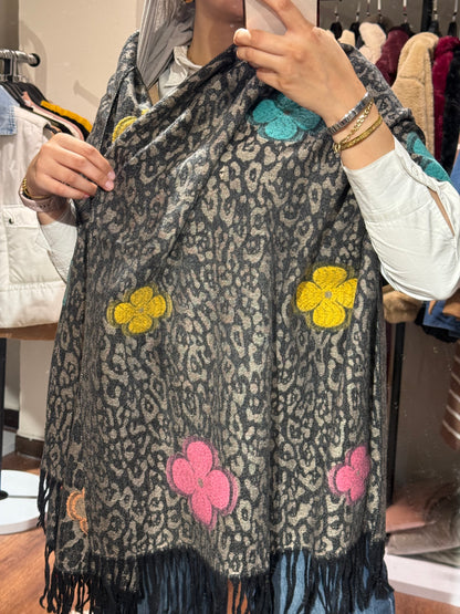 Leopard Flower Winter Shawl
