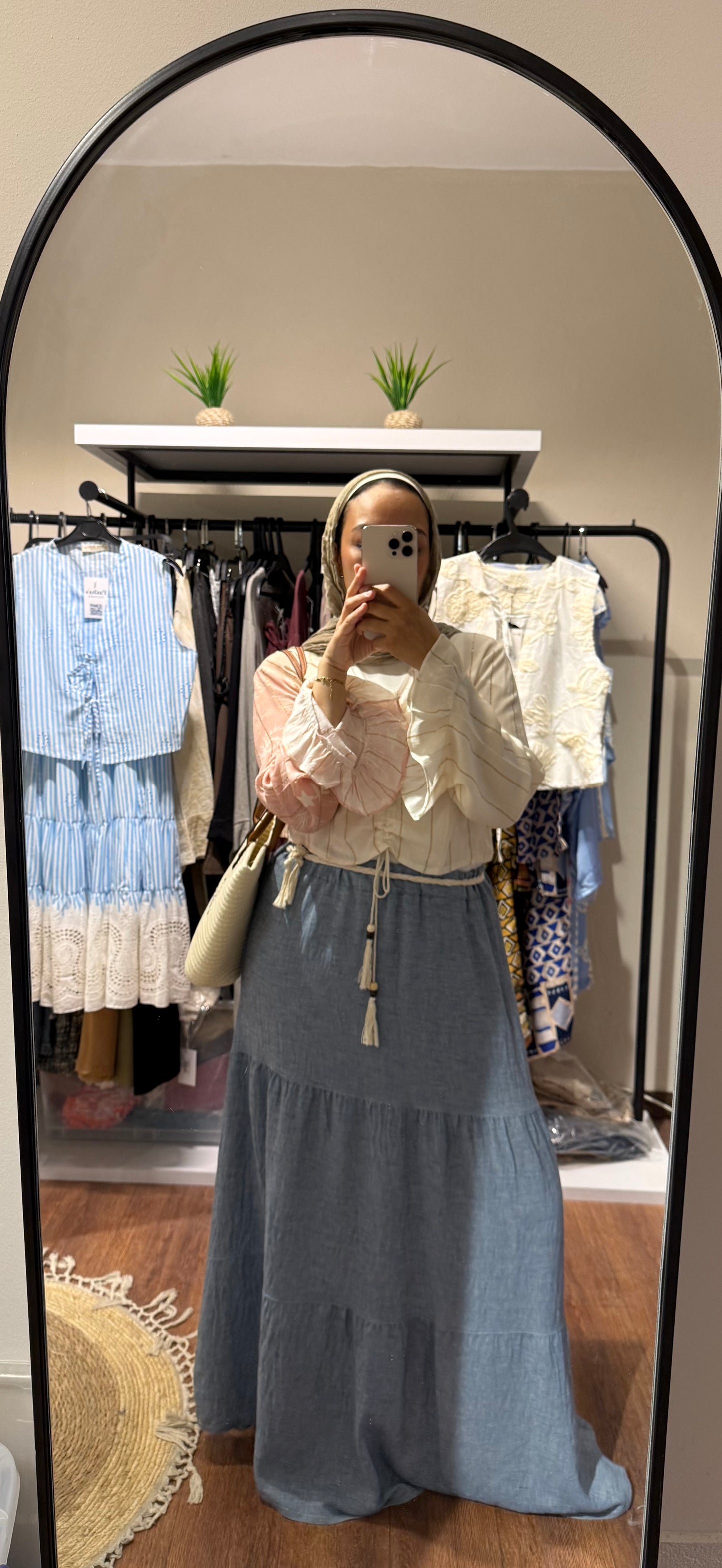 Linen with Belt Skirt