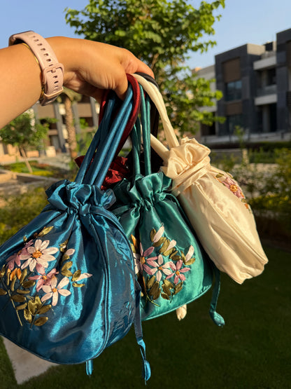 Vintage Embroidery Satin bag