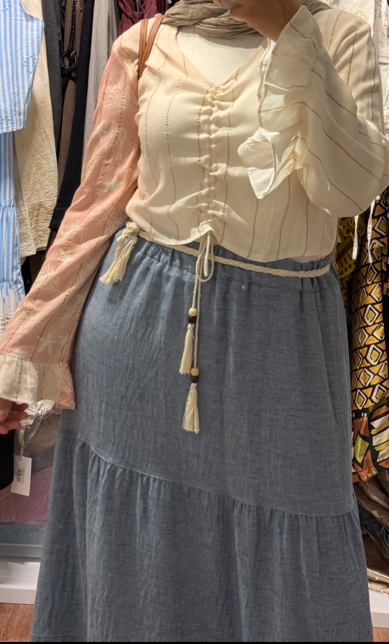 Linen with Belt Skirt