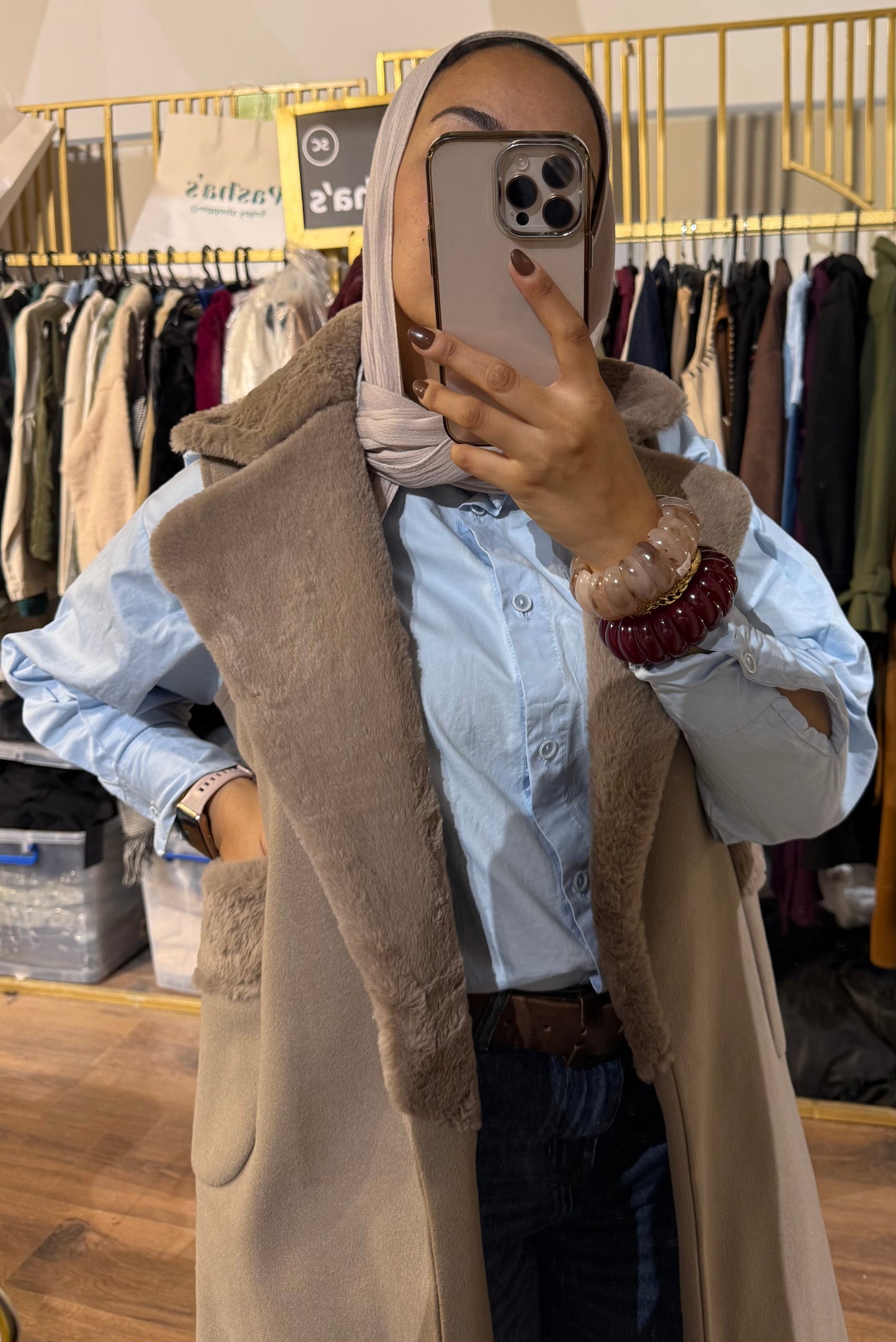 Wool x Fur Open Long Jacket