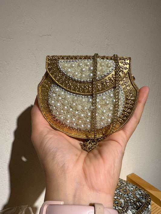 Pearl mini oval indian bag