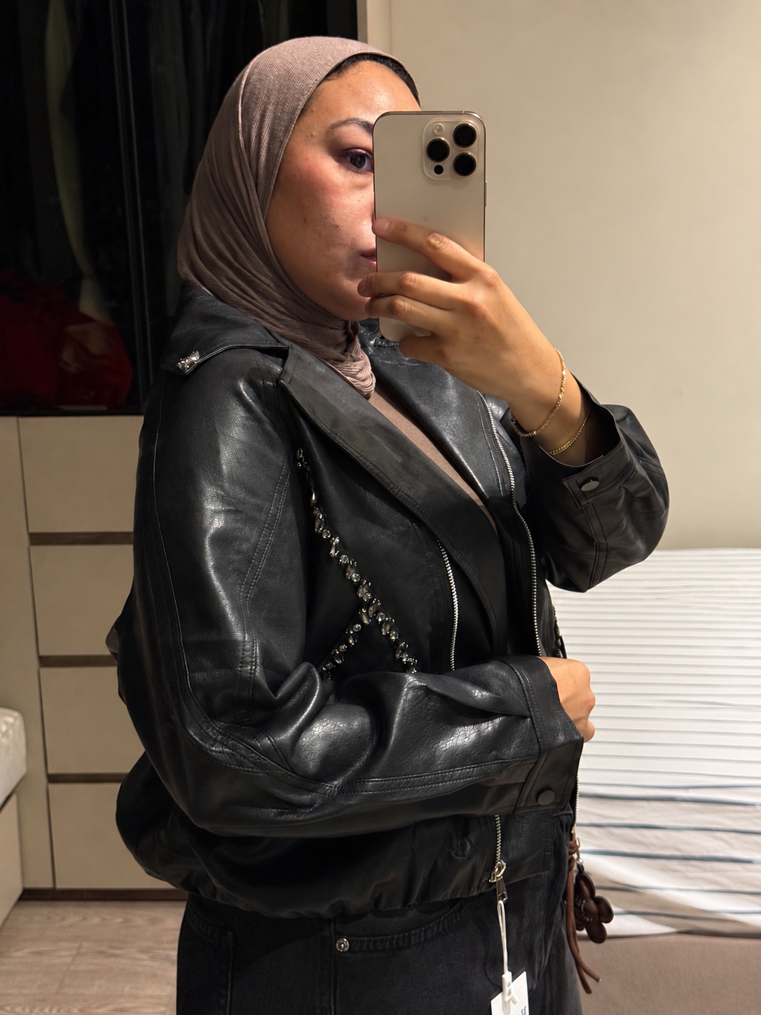 Premium Leather Jacket With Jewels