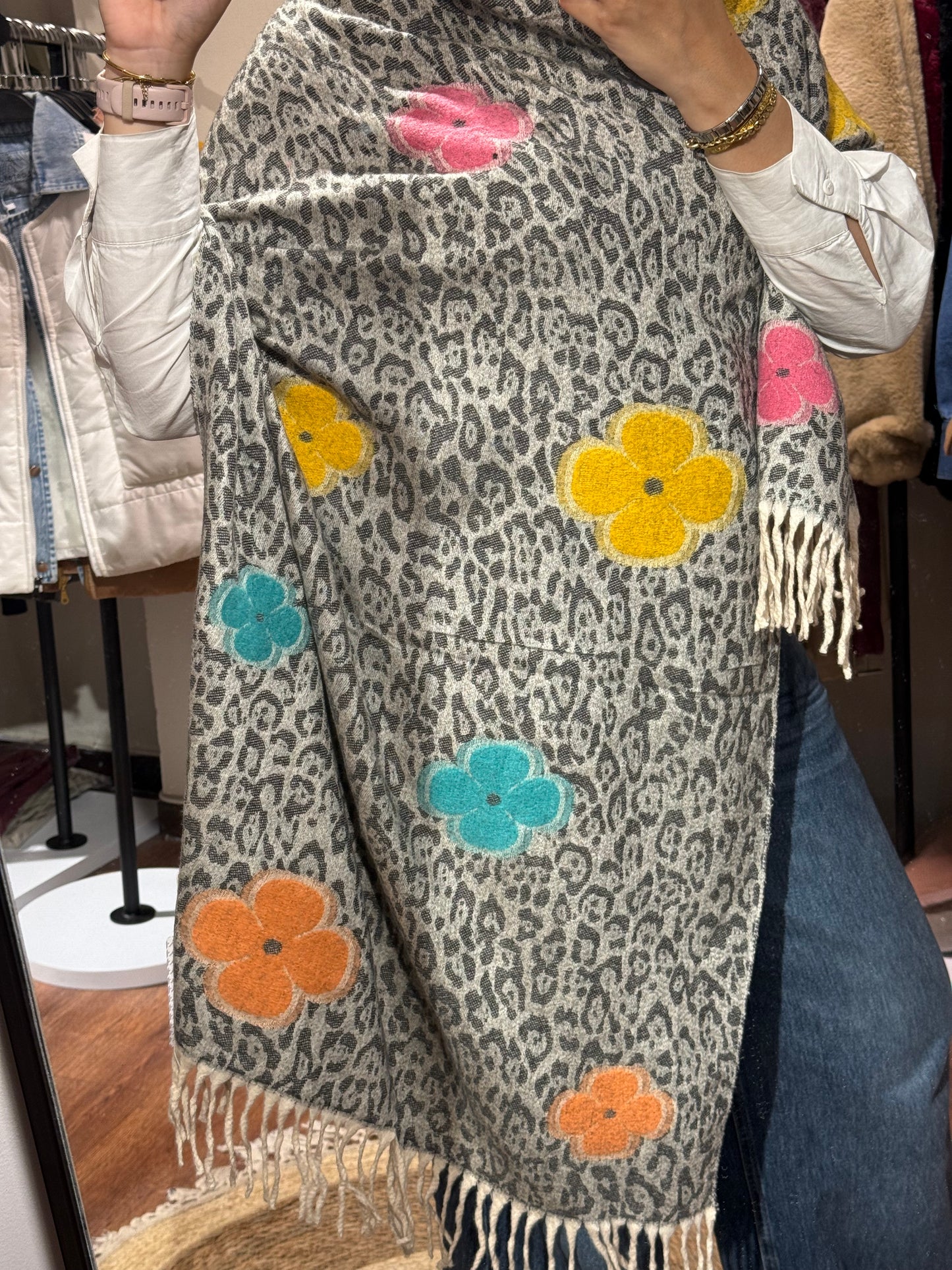 Leopard Flower Winter Shawl