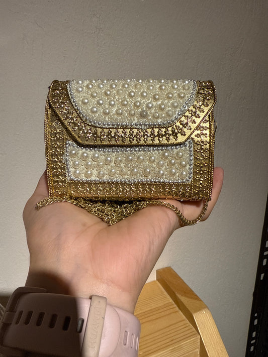 Pearl mini rectangular indian bag