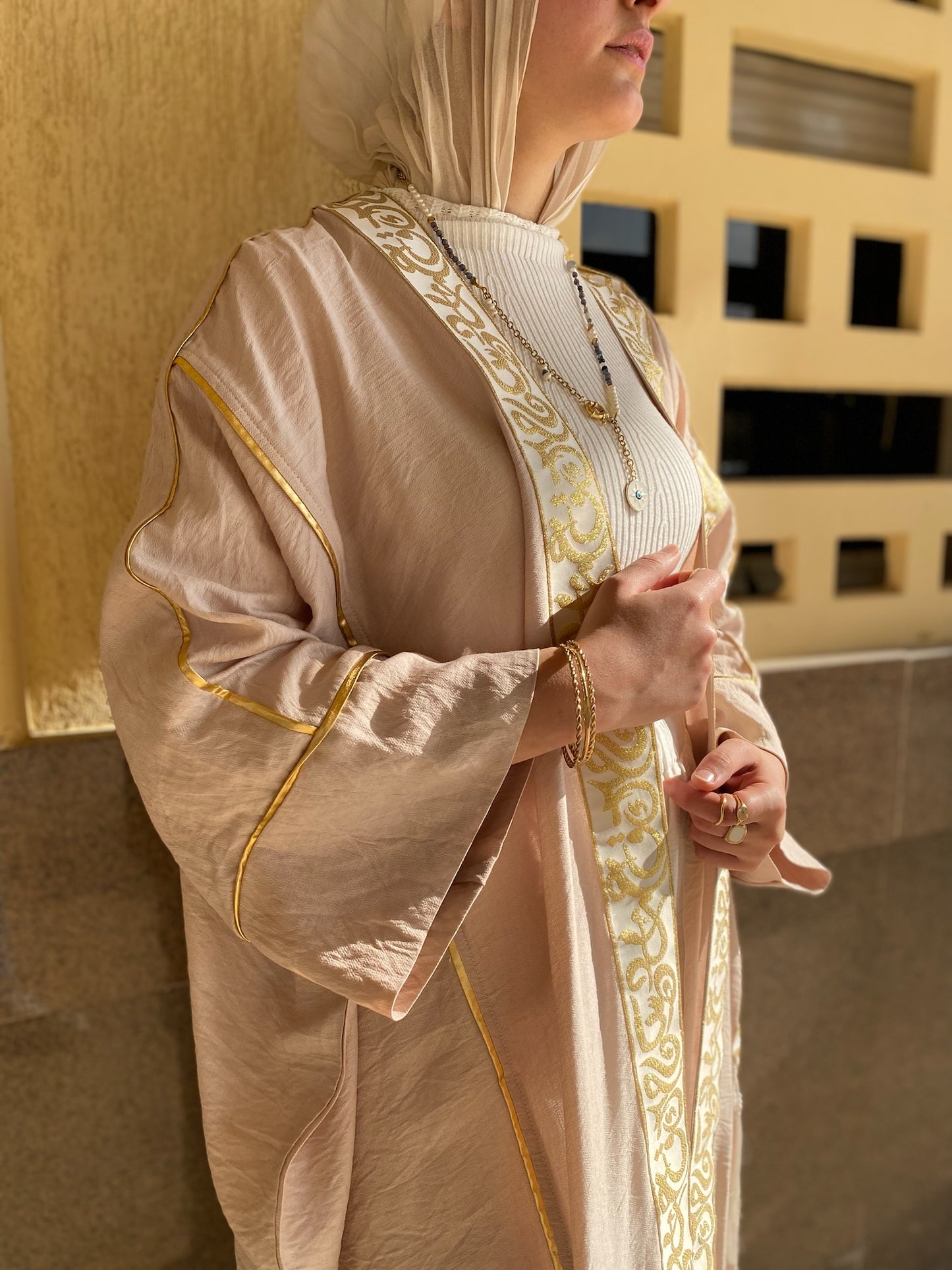 Arabic Font Linen Kaftan