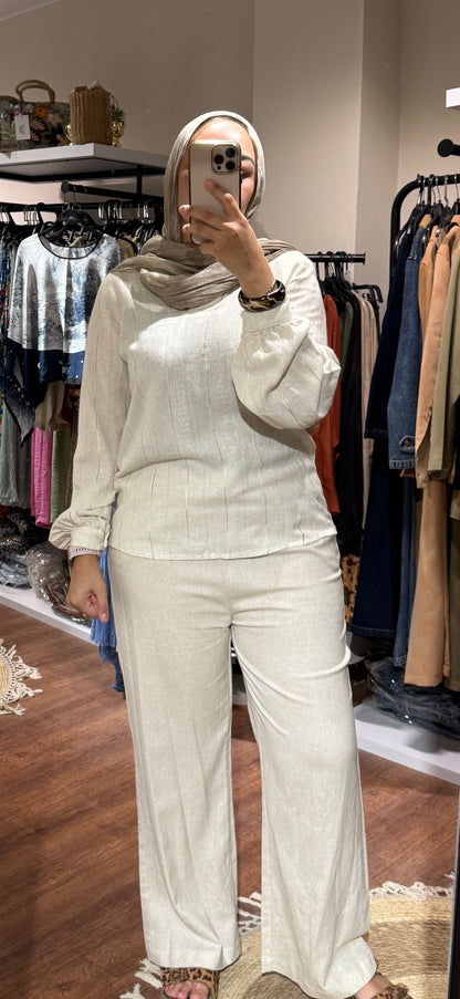 Pure Linen Pants Set