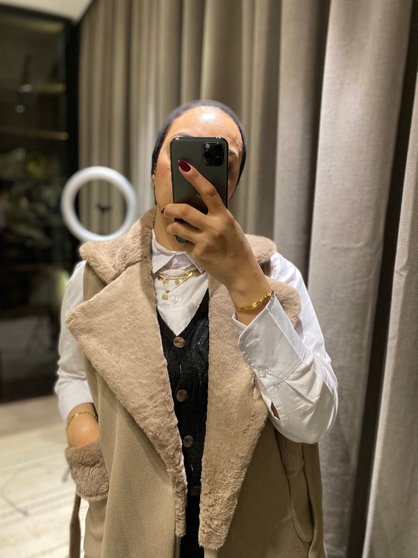 Wool x Fur Open Long Jacket