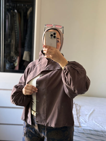 Funnel Collar Velvet Touch Jacket