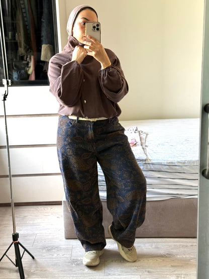 Velvet Patterned Balloon Pants