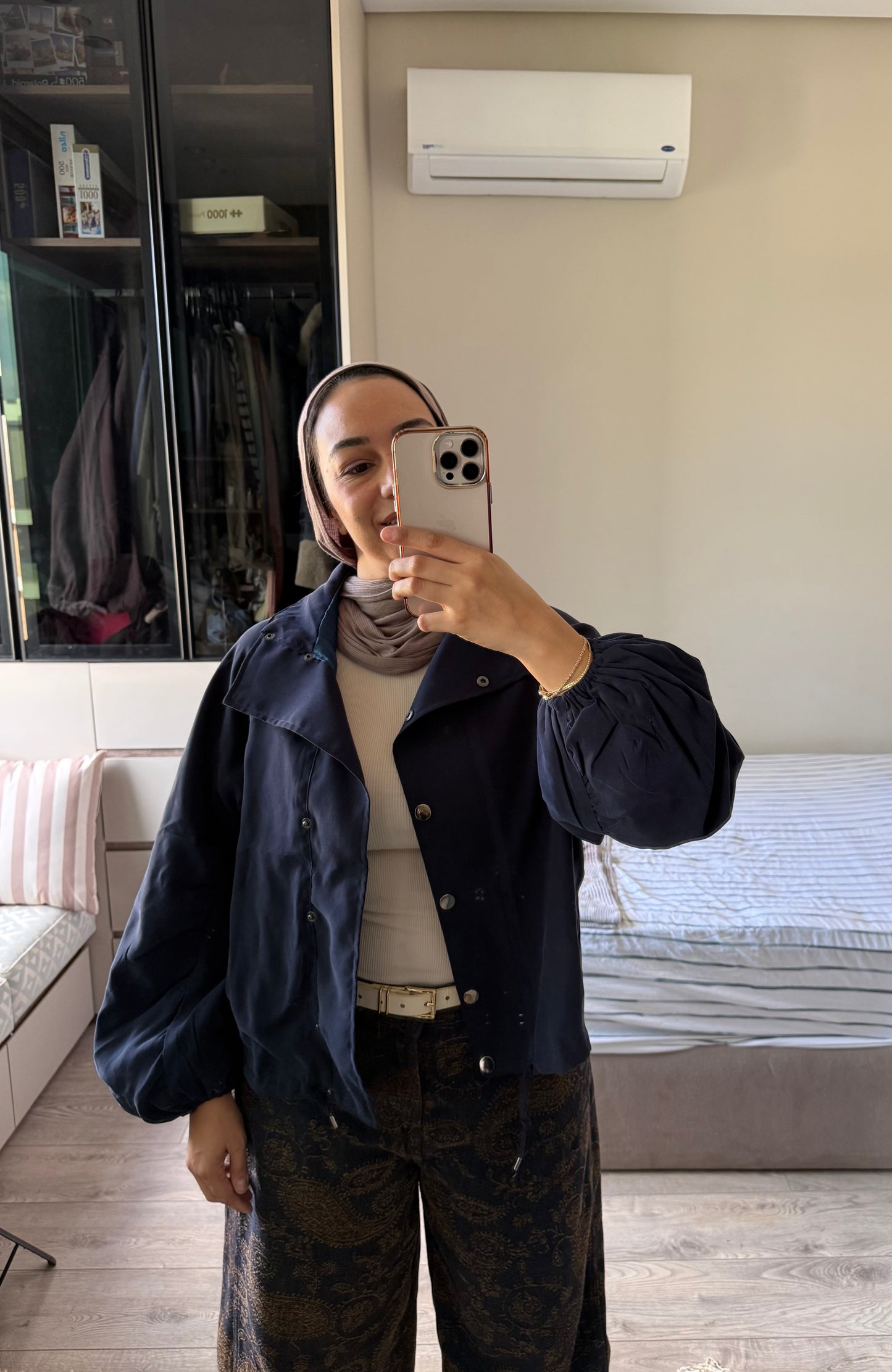 Funnel Collar Velvet Touch Jacket