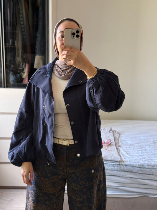 Funnel Collar Velvet Touch Jacket