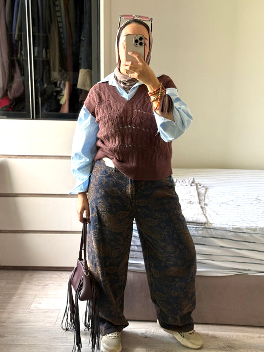 Velvet Patterned Balloon Pants
