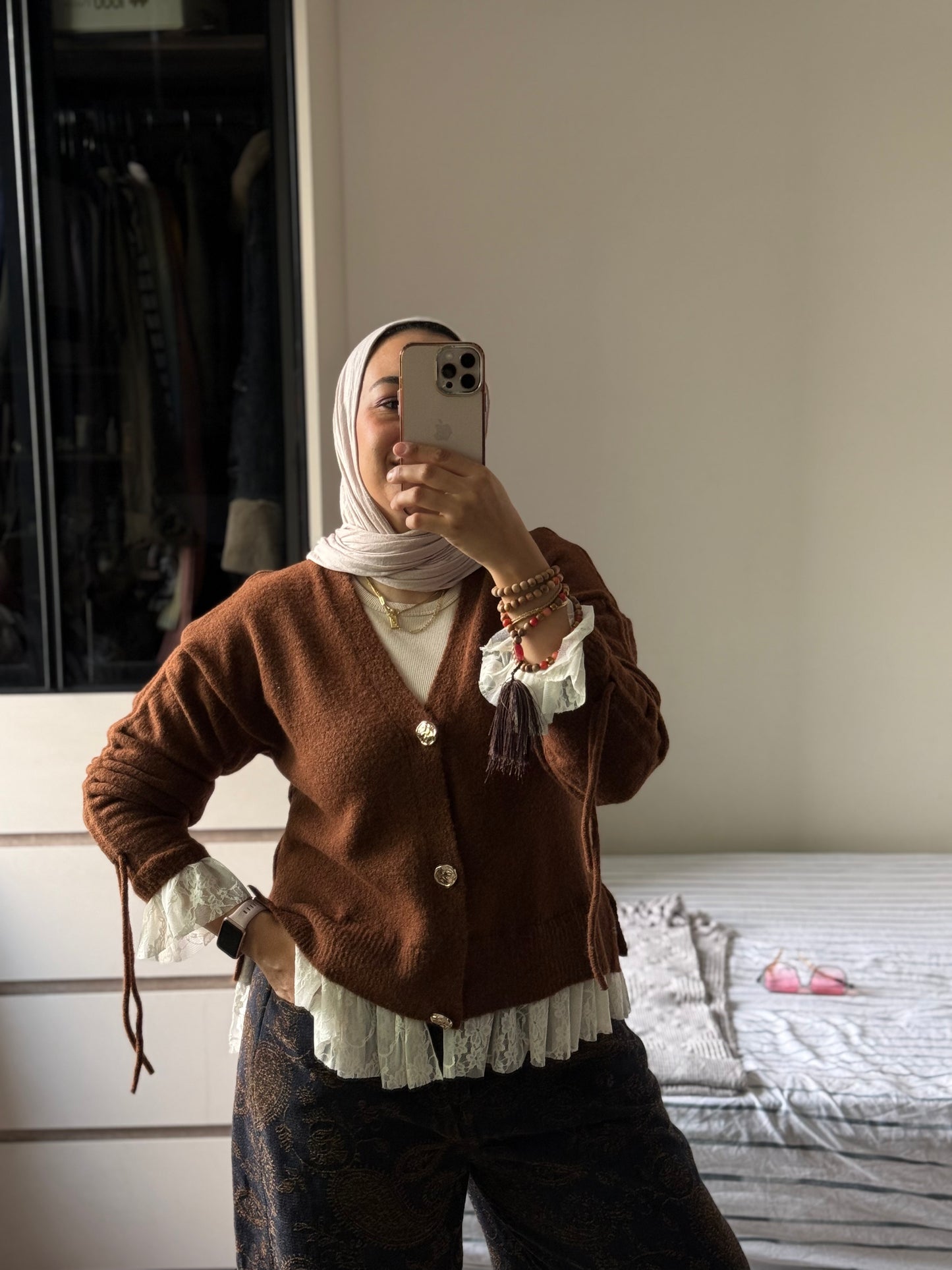 Wool x Lace Feminine Cardigan