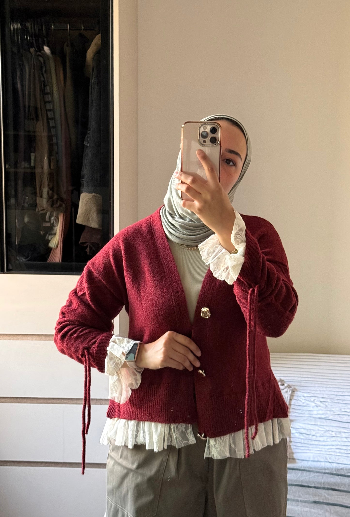 Wool x Lace Feminine Cardigan