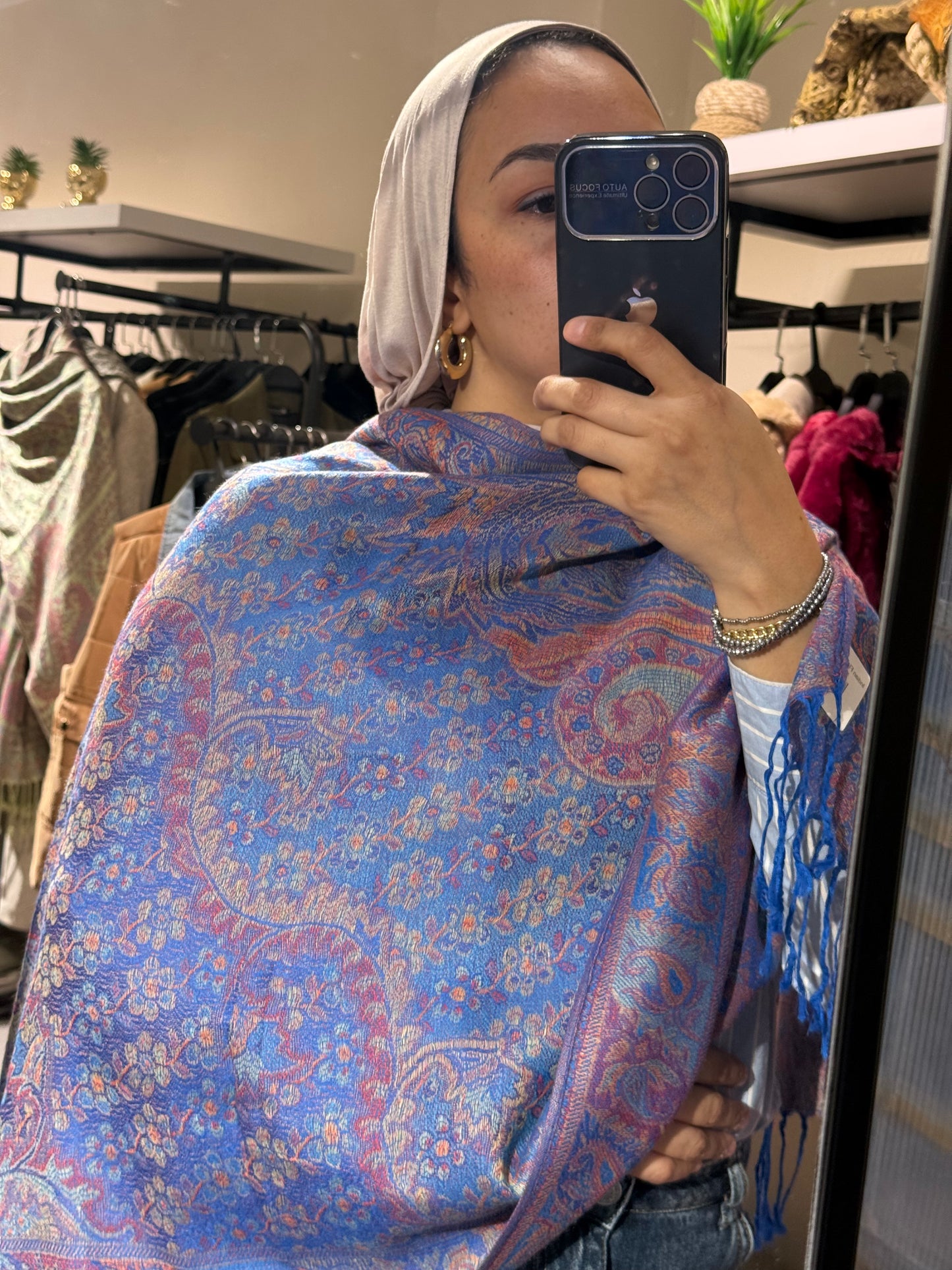 Indian Flower Pashmina Scarf