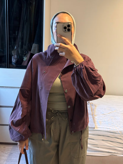 Funnel Collar Velvet Touch Jacket
