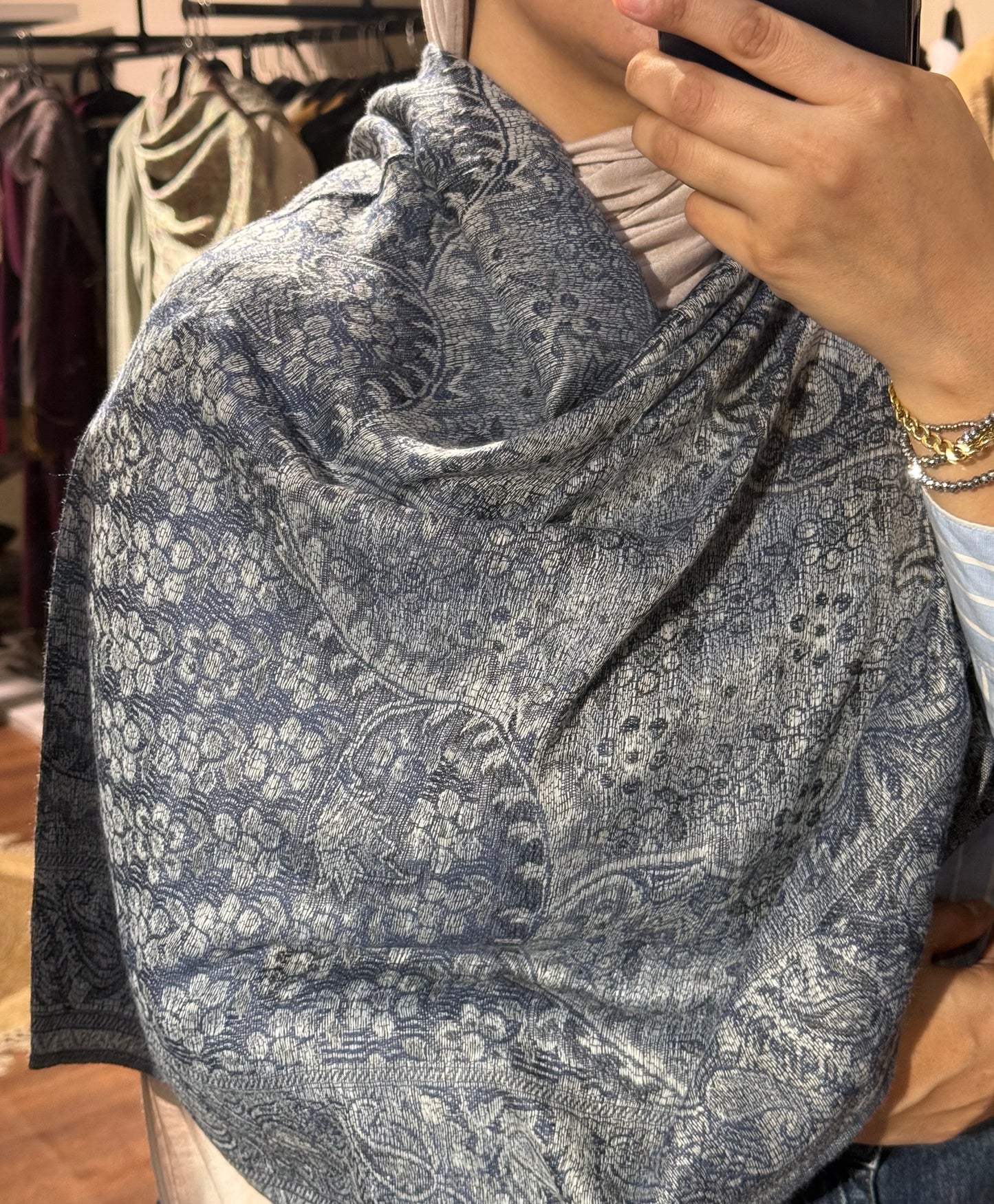 Indian Flower Pashmina Scarf