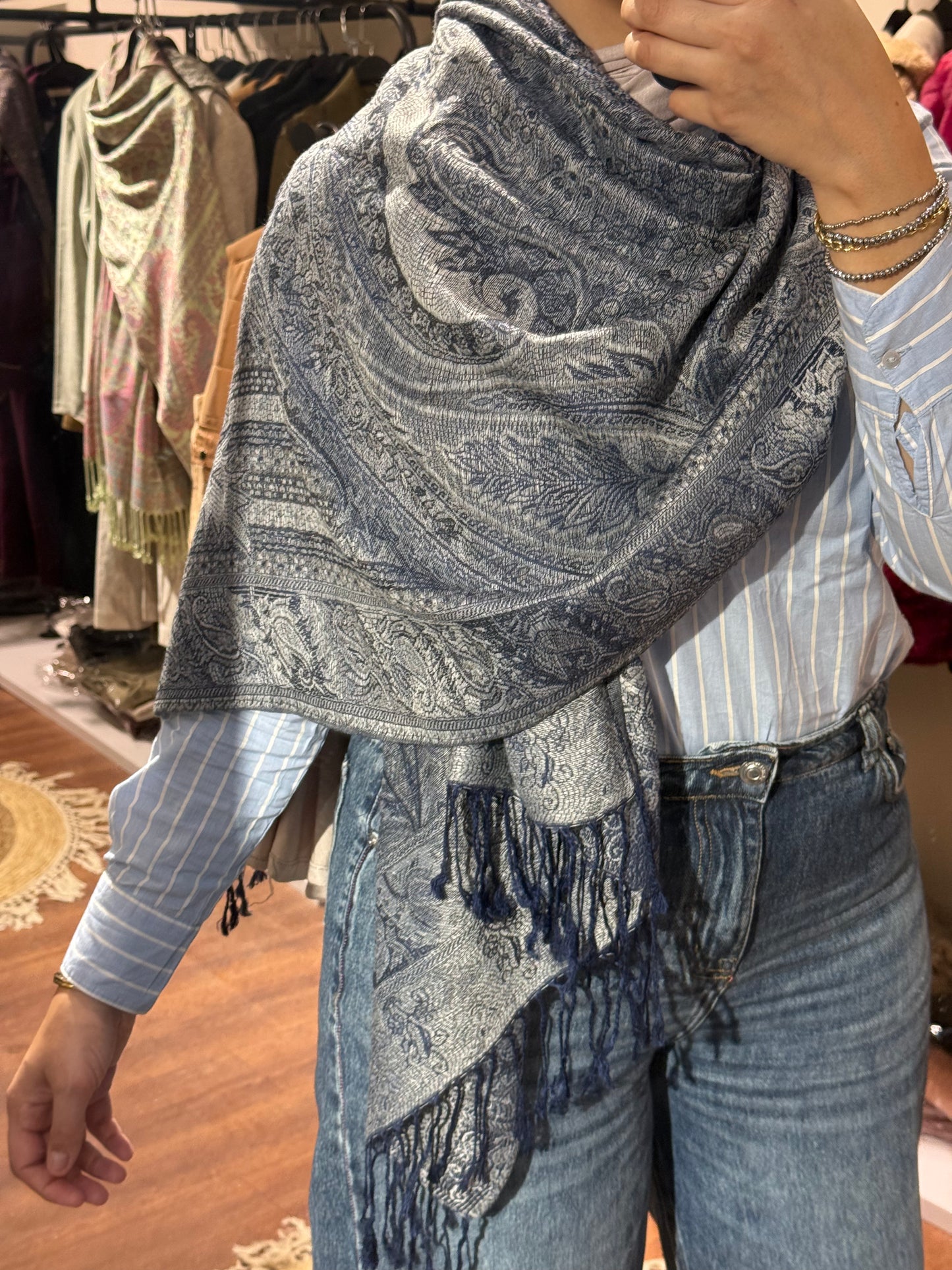 Indian Flower Pashmina Scarf