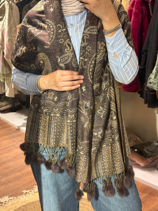 Pashmina with fur scarf