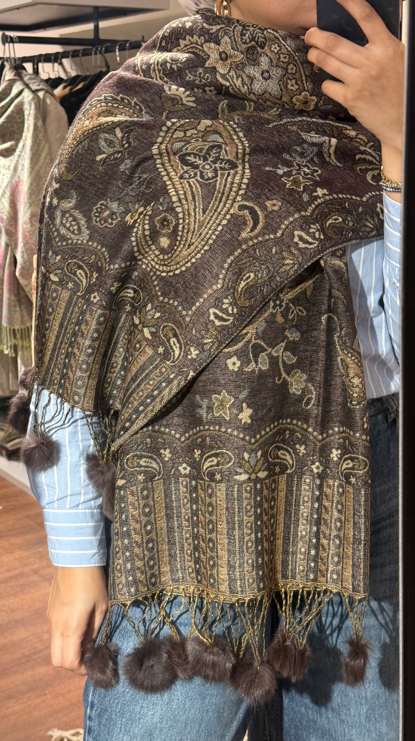 Pashmina with fur scarf