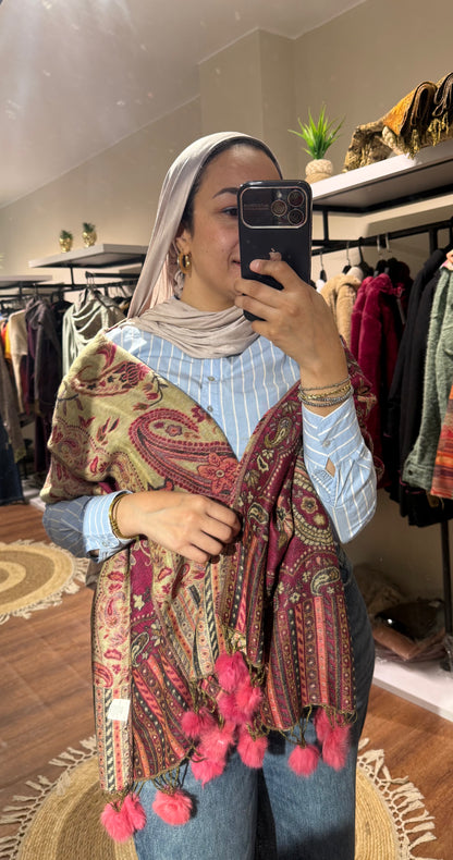 Pashmina with fur scarf