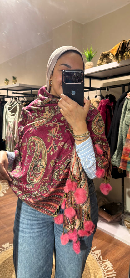 Pashmina with fur scarf