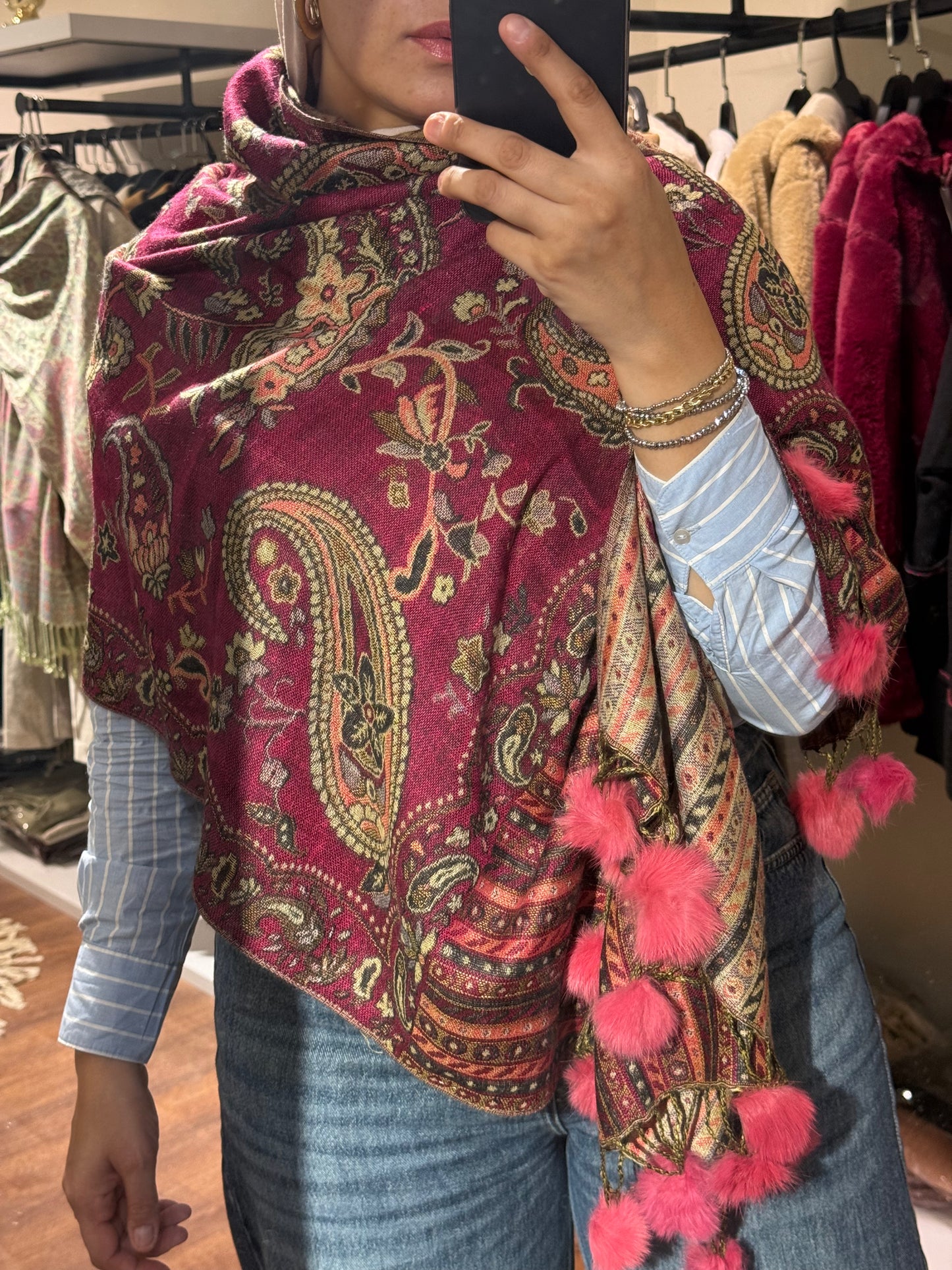 Pashmina with fur scarf