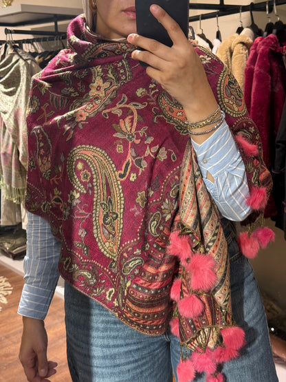 Pashmina with fur scarf
